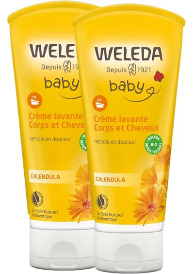 Weleda bébé crème lavante calendula corps et cheveux lot de 2 x 200 ml